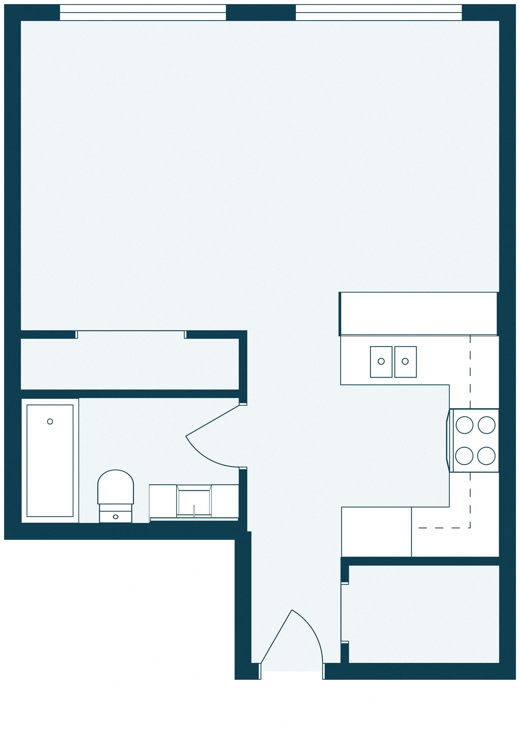Flickertail I-VI Apartments | Efficiency | Plan 01A Flickertail I-VI Apartments | Efficiency | Plan 01A